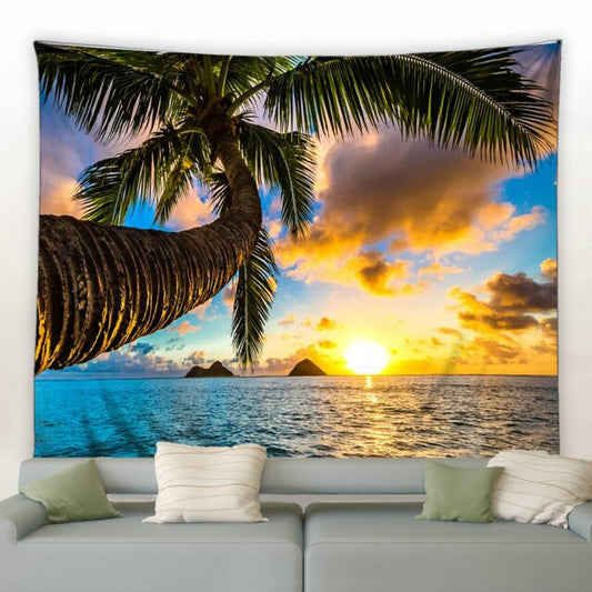 Palm Tree Sunset Garden Tapestry - Clover Online