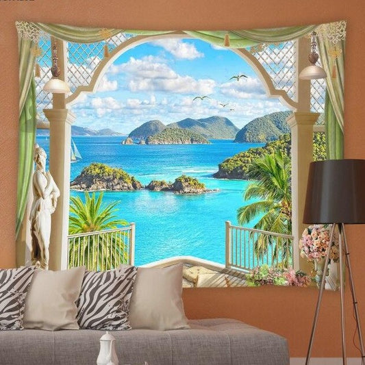 Balcony Ocean Islands Garden Tapestry - Clover Online