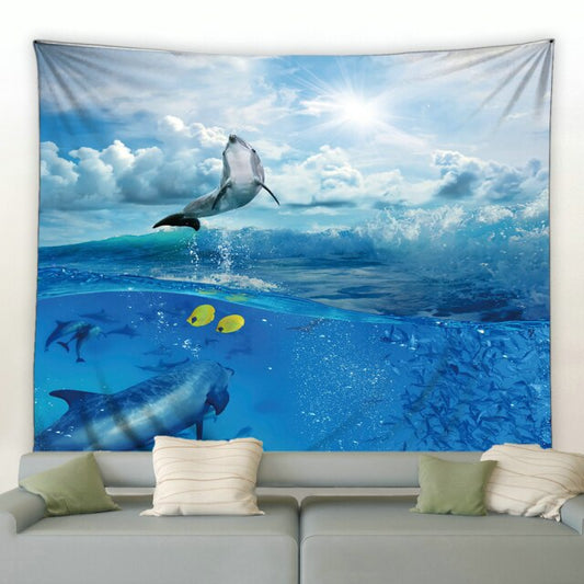 Sunny Jumping Dolphin Garden Tapestry - Clover Online