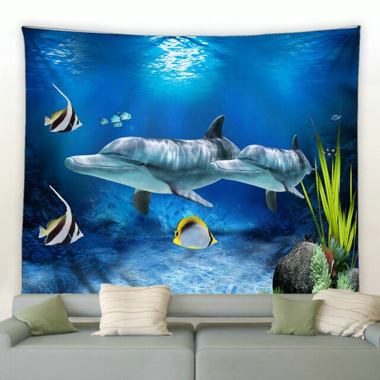 Sea Swimming Dolphins Garden Tapestry - Clover Online