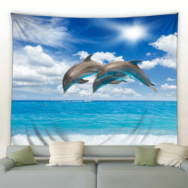 Jumping Dolphin Pod Garden Tapestry - Clover Online