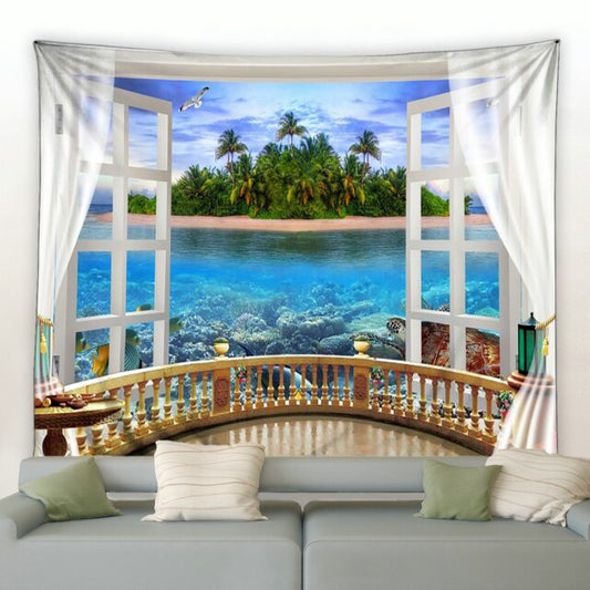 Balcony Underwater View Garden Tapestry - Clover Online