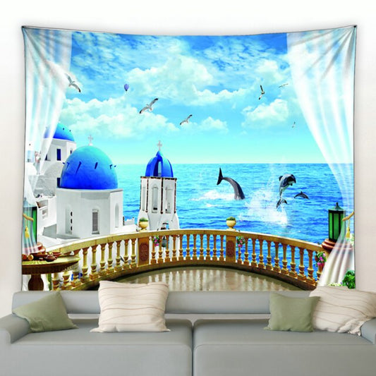 Balcony Jumping Dolphins View Garden Tapestry - Clover Online
