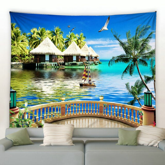 Balcony Beach Villa Garden Tapestry - Clover Online