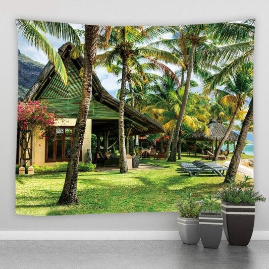 Tropical Beach House Garden Tapestry - Clover Online