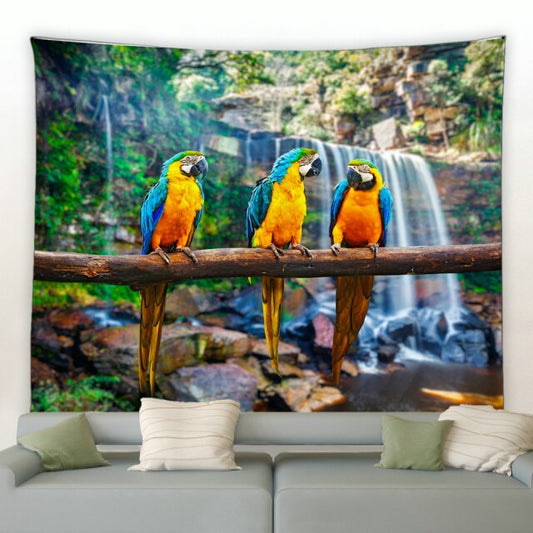 Parrot Perch Waterfall Garden Tapestry - Clover Online
