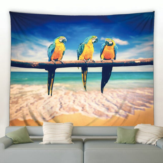Parrot Perch Beach Garden Tapestry - Clover Online