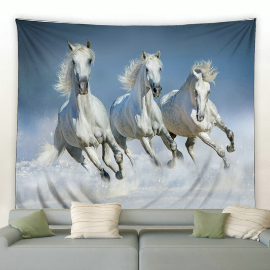 Running White Horses Garden Tapestry - Clover Online