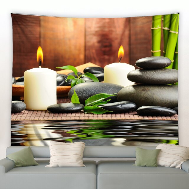 Candle Black Stone Style Garden Tapestry - Clover Online