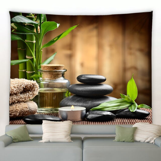 Bamboo Black Stone Garden Tapestry - Clover Online