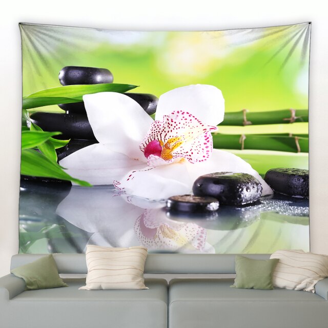 Tranquil Lotus Flower Water Garden Tapestry - Clover Online