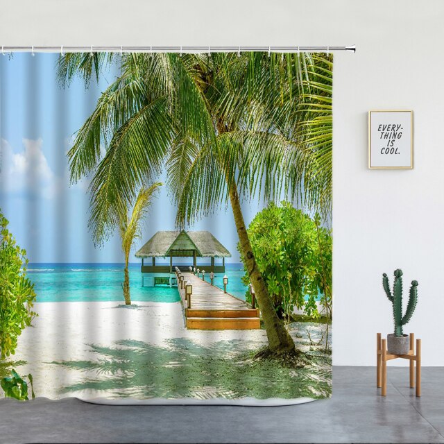 Beach Hut Walkway Garden Shower Curtain - Clover Online