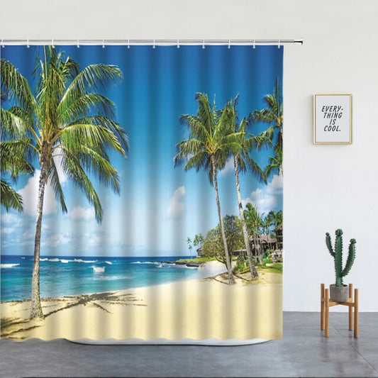 Golden Sandy Beach Garden Shower Curtain - Clover Online