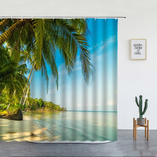 Lapping Waves Beach Garden Shower Curtain - Clover Online