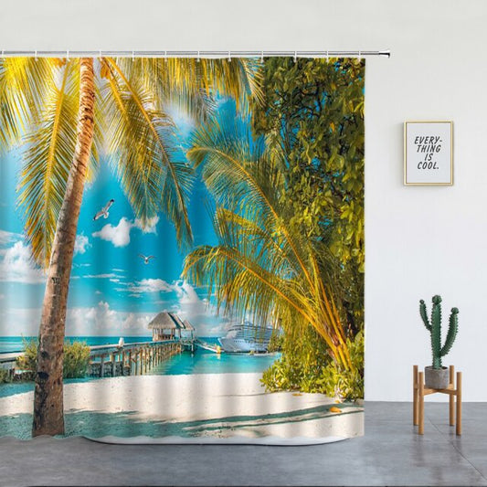 Hawaiian Beach Garden Shower Curtain - Clover Online