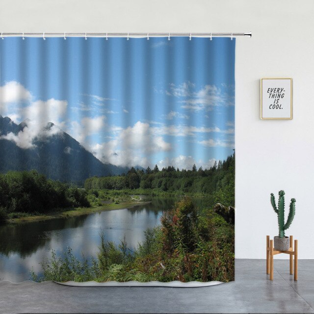 Natural Forest Lake Shower Curtain - Clover Online