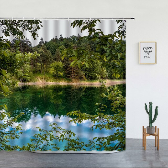 Natural Water Forest Shower Curtain - Clover Online