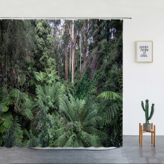 Dense Tropical Jungle Style Garden Shower Curtain - Clover Online