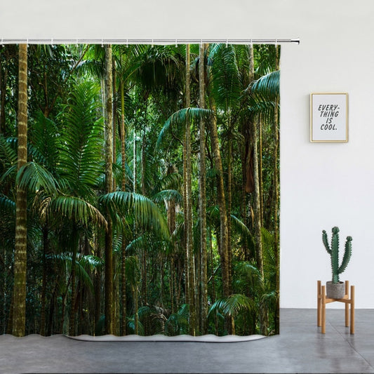 Tropical Trees Jungle Plants Shower Curtain - Clover Online