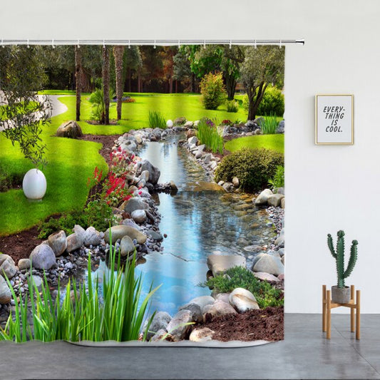 Spring Park Stream Garden Shower Curtain - Clover Online