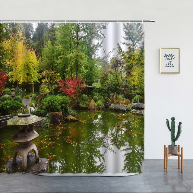 Spring Park Pond Style Garden Shower Curtain - Clover Online