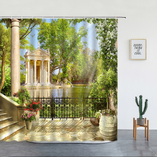 City Park Pond Garden Shower Curtain - Clover Online