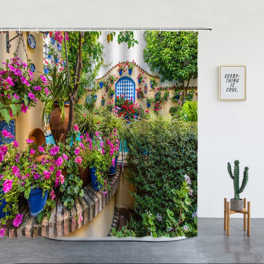 Colourful Plants Villa Garden Shower Curtain - Clover Online