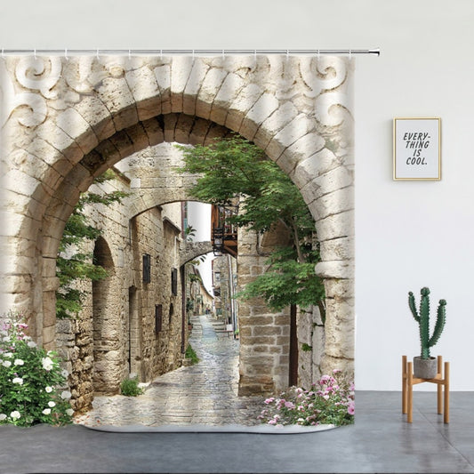 Old Stone Archway Garden Shower Curtain - Clover Online