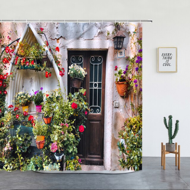 Plant Pot Covered Building Garden Shower Curtain – Clover Online
