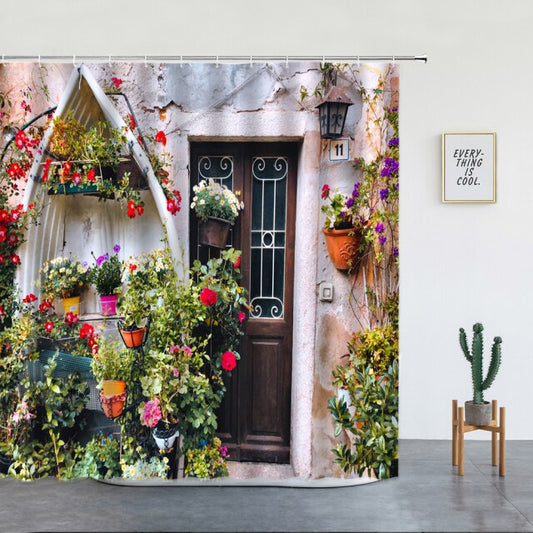 Plant Pot Covered Building Garden Shower Curtain - Clover Online