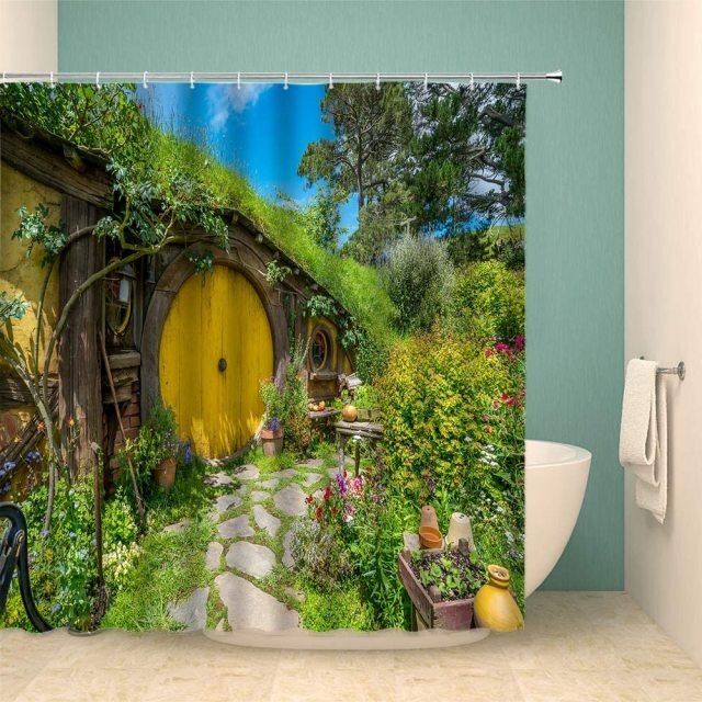 Hobbit House Style Garden Shower Curtain - Clover Online