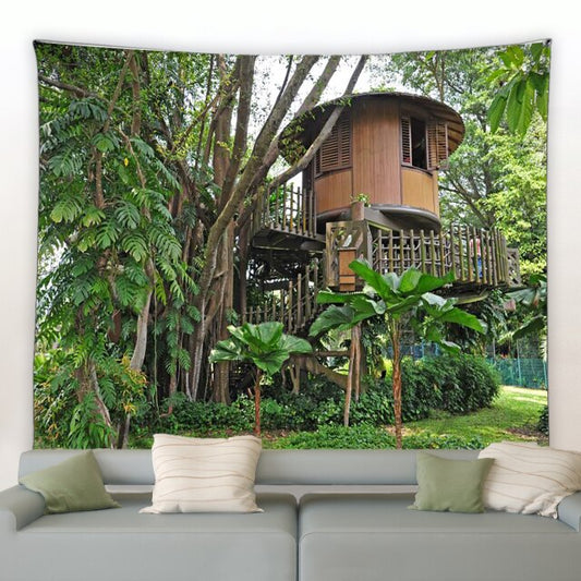 Tropical Tree House Style Garden Tapestry - Clover Online