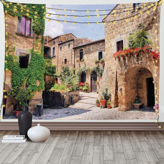 Vintage Italian Courtyard Garden Tapestry - Clover Online
