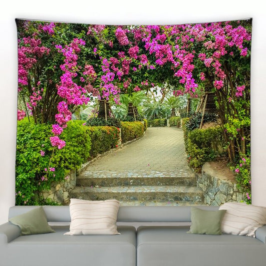 Garden Walkway With Roses Garden Tapestry - Clover Online
