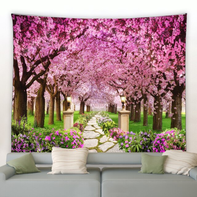 Cherry Blossom Tree Garden Tapestry - Clover Online