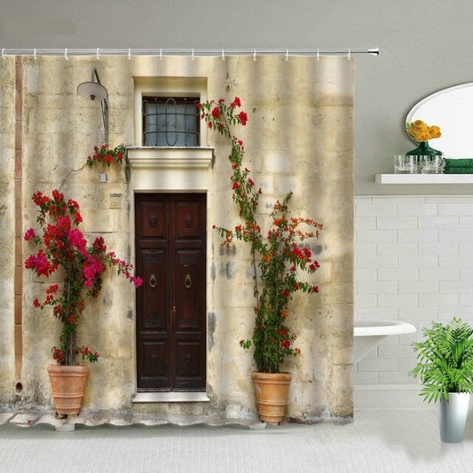 Front Door With Plan Pots Garden Shower Curtain - Clover Online