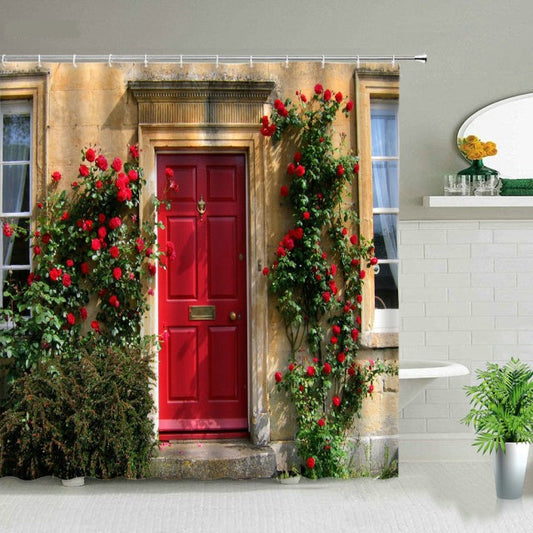 Red Front Door Style Garden Shower Curtain - Clover Online
