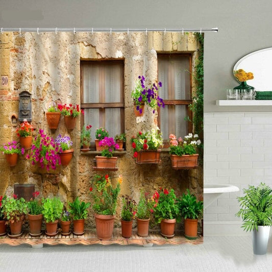 Windows With Potted Plants Garden Shower Curtain - Clover Online