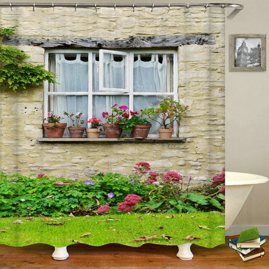House Window With Pots Garden Shower Curtain - Clover Online