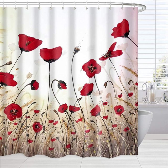 Poppy Field Style Garden Shower Curtain - Clover Online