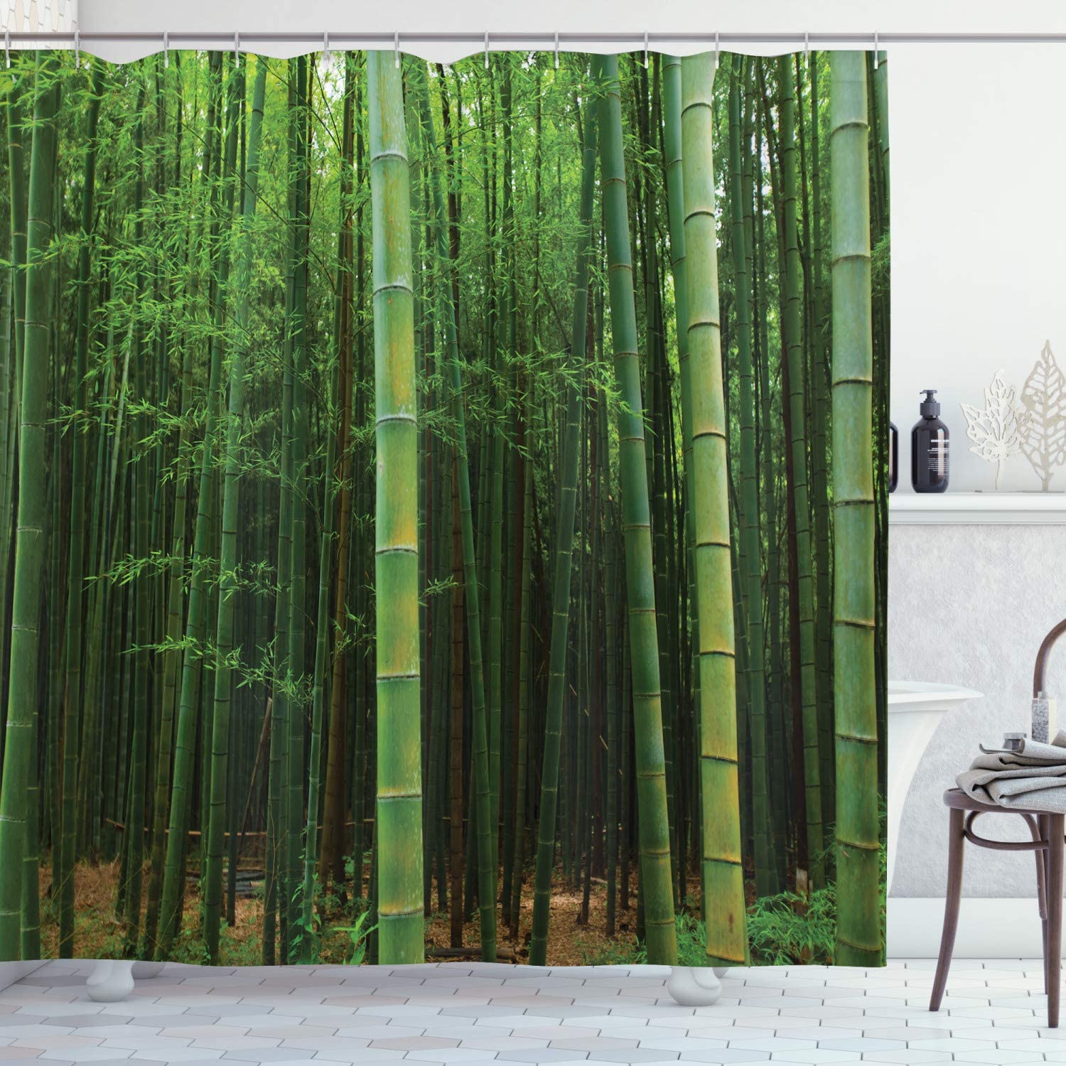 Green Bamboo Forest Garden Shower Curtain - Clover Online