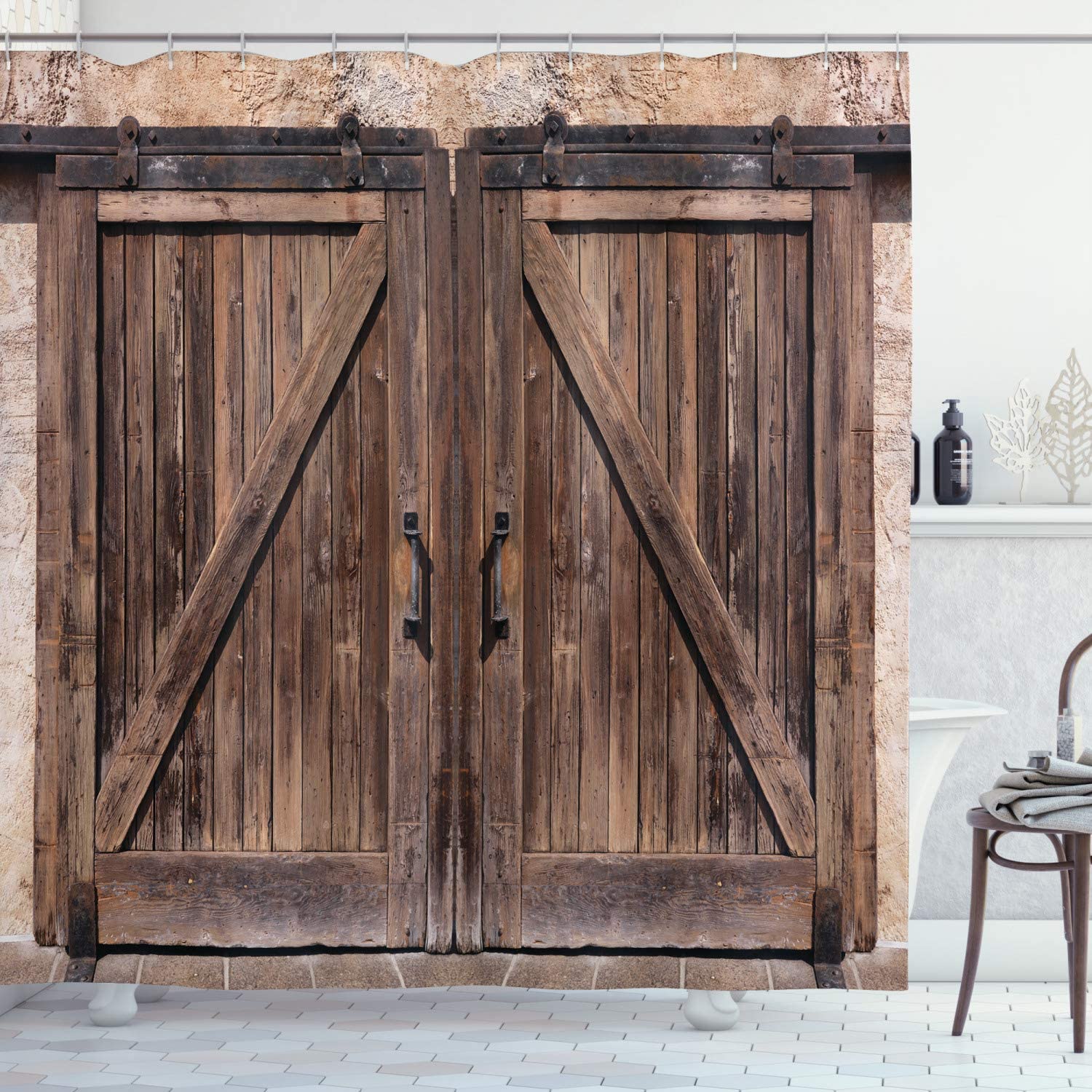 Rustic Wooden Barn Door Shower Curtain - Clover Online