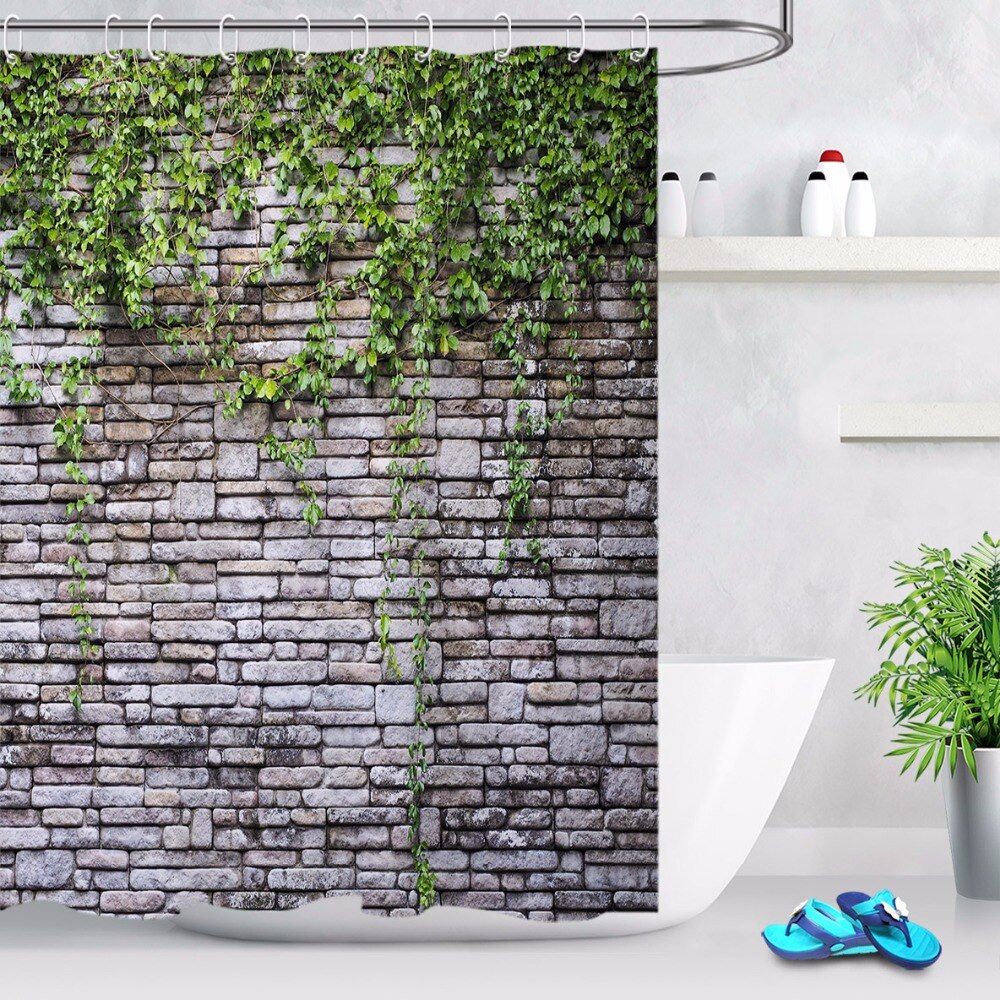 Green Ivy and Old Stone Wall Garden Shower Curtain - Clover Online