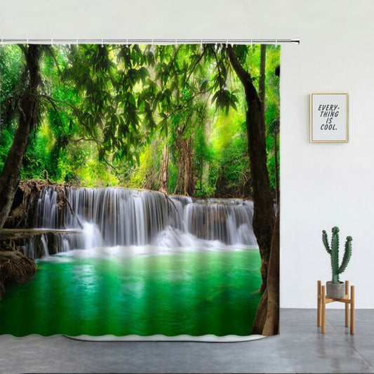 Woodland Waterfall Garden Shower Curtain - Clover Online