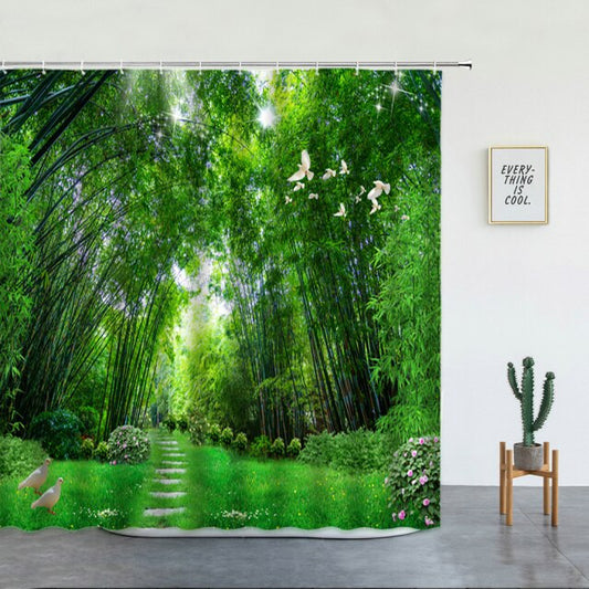 Woodland Walk With Birds Garden Shower Curtain - Clover Online