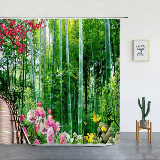 Wooden Woodland Walkway Garden Shower Curtain - Clover Online