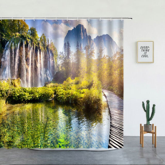 Tropical Waterfall Walkway Garden Shower Curtain - Clover Online