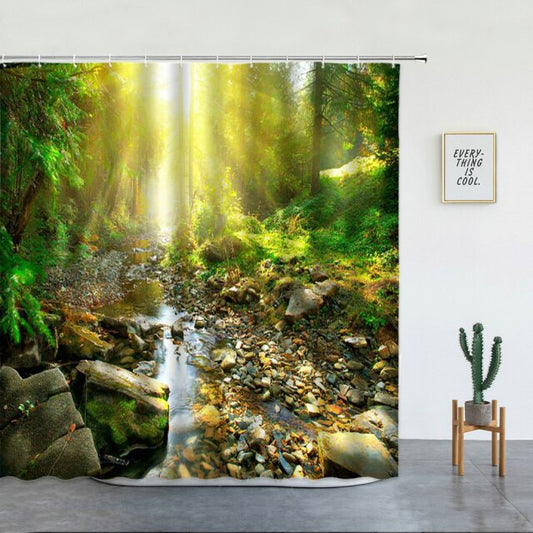 Woodland Stream At Sunrise Garden Shower Curtain - Clover Online