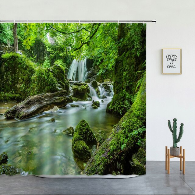 Woodland Stream Garden Shower Curtain - Clover Online