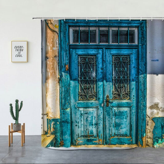 Rustic Blue Door Garden Shower Curtain - Clover Online